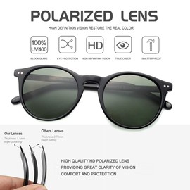 MOSTAR Classic Round Polarised Sunglasses UV400 Protective Lens with Acetate Sunglasses, Glossy Black