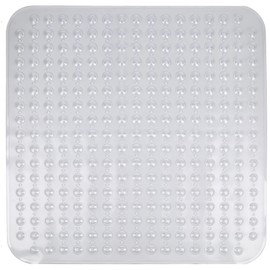 ENKOSI Extra Large Square Non Slip Shower Mat - 31 x 31-inch XL Bathroom Shower Mat - Square Shower Matts for Shower Stall Floors | Secure Suction Cups and Drain Holes (31x31 Clear)