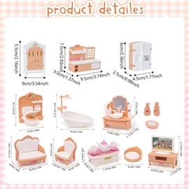 Dolls House Furniture, 32 Pcs Minihouse Furniture Set, Realistic Dollhouse Miniatures, Pretend Play Doll House Furniture Set,Dollhouse Accessories,Miniature Bedroom Living Room Bathroom for Boys Girls