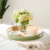 HABITAAS Spun Bamboo Round Serving Tray, Sage, 13.75 Inches