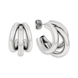 Women's Triple Hoop Earrings - Waterproof Stainless Steel in 18K Gold, Silver or Rose Gold | Triple Hoop Earrings with Gift Box, Stainless Steel, No Gemstone