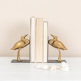 Creative Co-Op Decorative Cast Iron Bird Bookends, Gold, Set of 2