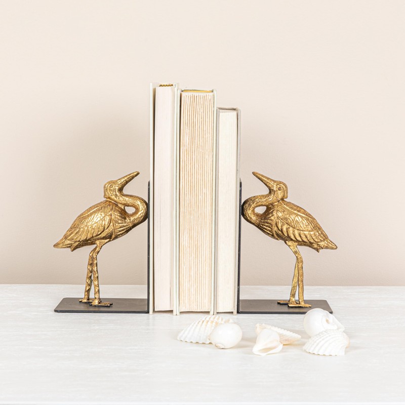 Creative Co-Op Decorative Cast Iron Bird Bookends, Gold, Set of