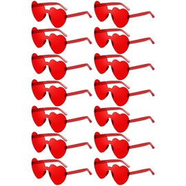 Geopty 14 Pack Red Heart Sunglasses for Women Bulk, Fun Heart Shaped Sunglasses Bachelorette Party Favors Heart Glasses Set