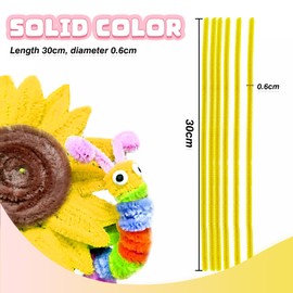 TOAOB 100pcs Pipe Cleaners Yellow Pipe Cleaners Chenille Stems 6mm x 12 Inch Fuzzy Sticks Crafts Supplies for DIY Art Crafts Decorations