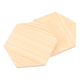 DOITOOL 2Pcs Unfinished Solid Wood Hexagon Panels for DIY Crafts Sides Thick for Art Projects and Home Decor