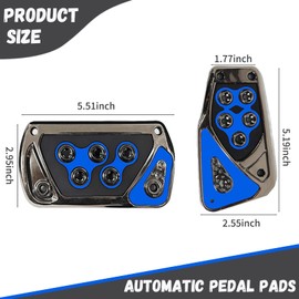 YYTQP 2 PCS Nonslip Car Pedal Pads, Automatic Transmission Brake Pedal Cover, Auto No Drilling Accelerator Pedal Covers, Universal Interior Replacement Accessories for Most Cars Vehicles (Blue)