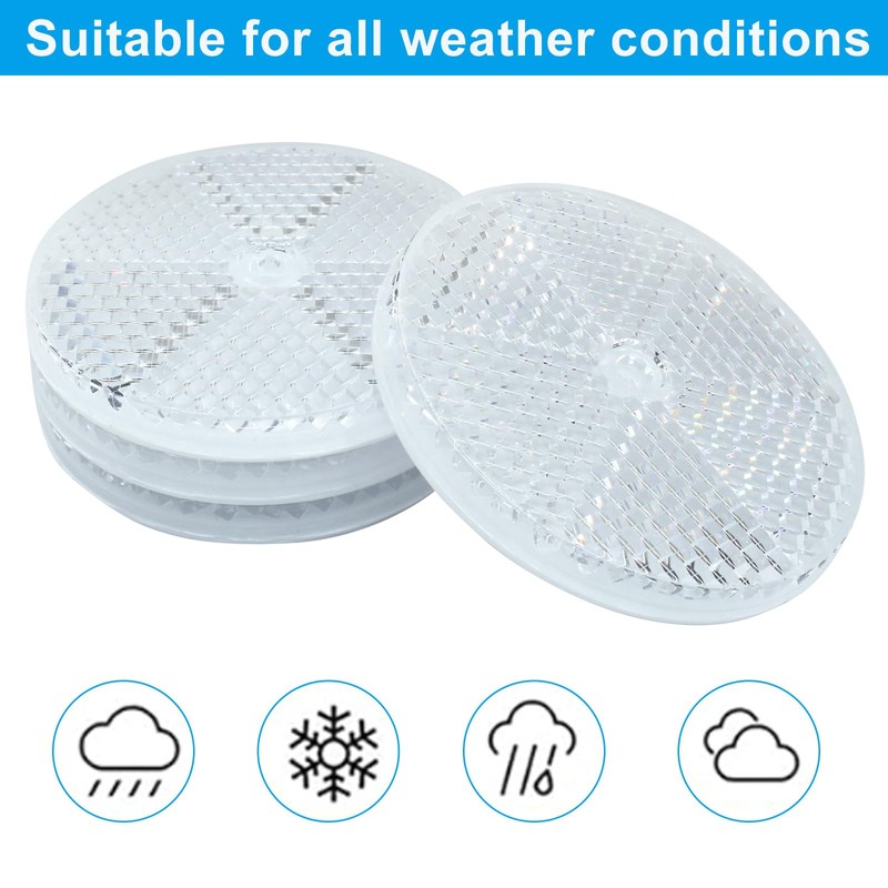 Moicstiy 6 Pack White Round Reflector, Front Reflector with Mounting