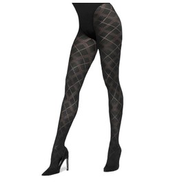 Aurellie Women opaque checkered diamond pattern tights 60 den