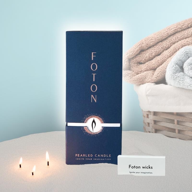 Foton Pearled Candle - Scented White:_FESTIVE FIR - Freshly Cut