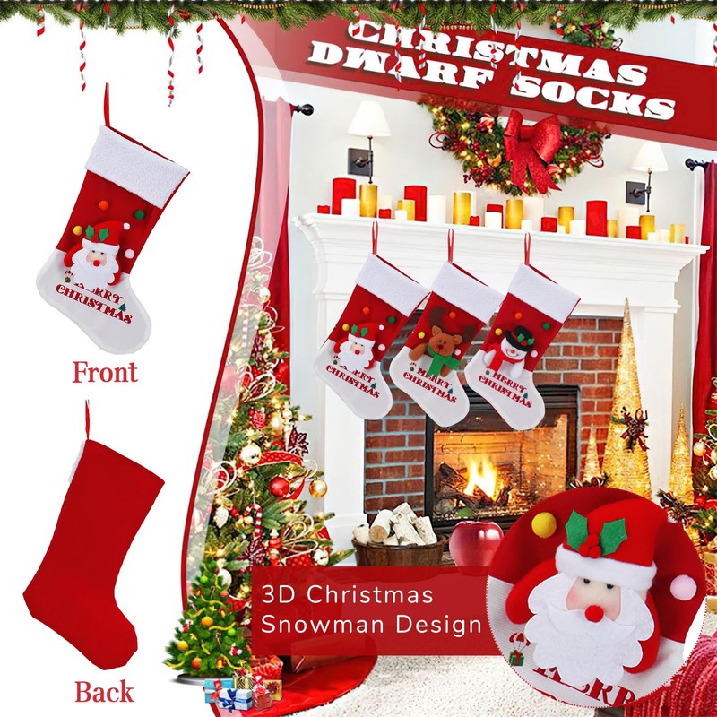 dellyy Christmas Stocking for Filling, Large Christmas Stockings, Set of