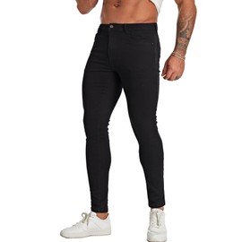 FIILIMER Stretch Jeans Men Skinny Fit Tapered Leg Cotton Denim Jeans Comfy Casual Pants Black Size 30