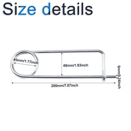 INCREWAY 2pcs Large Shaft Locking Pin, M6*200 Heavy Duty Wire Lock Pin Safety Coupler Pin, Steel Brooch Shape Cotter Safety Pins for Farm Lawn Garden Hitch