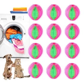 12 PCS Laundry Pet Hair Remover: Reusable Clothing Laundry Pet Hair Catcher - Non-Toxic Laundry Balls, Removes Pet Hair Collectors from Clothes, Won't Damage Your Clothes