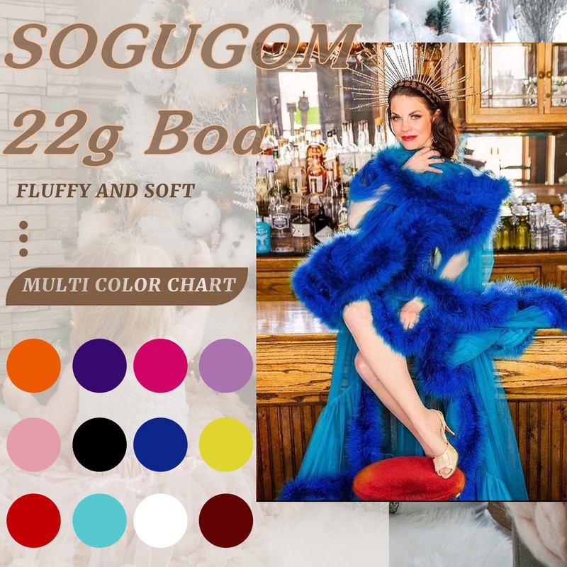 SOGUGOM White with Rainbow Tinsel Boas - 22g 2 Yards