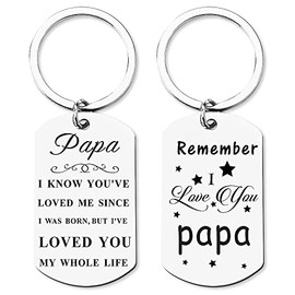 Xiyantiji Papa Keychain Father s Day Gifts for Grandpa Grandfather Birthday Remeber I Love You Gifts for Papa Granddad Grandpa Keychain from Grandson Granddaughter