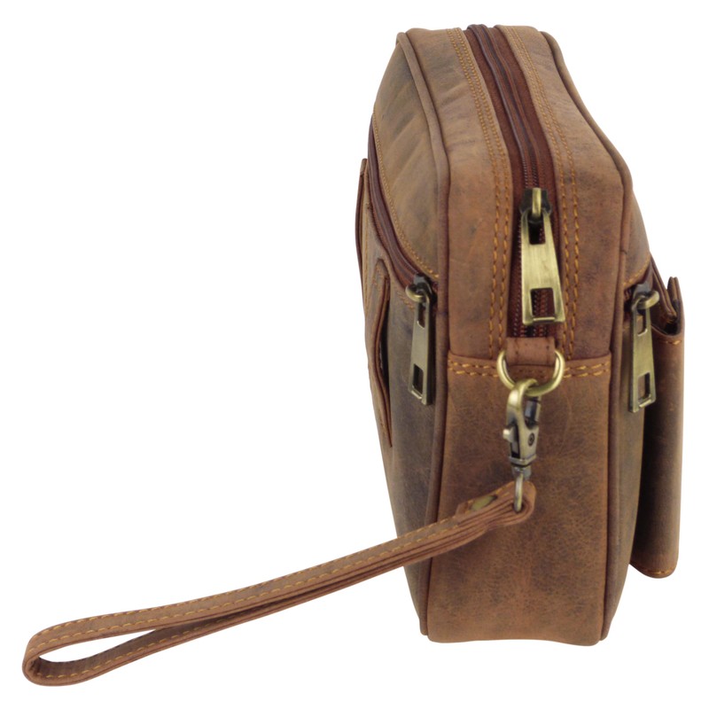 Oakridge Leather Mens Wrist or Waist Bag Organiser Travel -