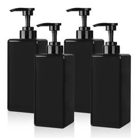 Hand Soap Dispenser, Plastic Pump Bottles, Refillable Empty Lotion Dispenser Liquid Container for Bathroom Kitchen College Dorm, 22 oz 4 Pack Black