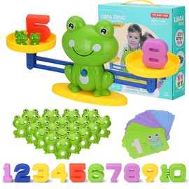 Montessori Maths Libra Toy, Counting and Calculating Learning Frog Educational Toy Balance Skill with Scale and Number Card, Early Education for Children from 2 3 4 Years