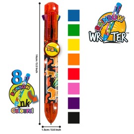 Deluxebase Rainbow Writer - Tiger, Multicolour Pen from 8 in 1 retractable ballpoint pen, great novelty pens for kids and ideal office or school supplies