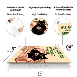 "Approved by Cats" Funny Aluminum Wall Art - Funny Pet Sign for Cat Lovers, Durable Home Decor 8x12 Inch (2504)