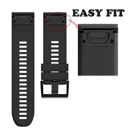 NotoCity NotoCity Compatible Fenix 5X Band 26mm Width Soft Silicone Watch Strap for Fenix 8 51mm/Fenix 6X/Fenix 7X/Fenix 5X Plus/Fenix 6X Pro/Fenix 3/Fenix 3 HR/Tactix/Descent MK1/D2 Delta PX/D2 Charlie-Black