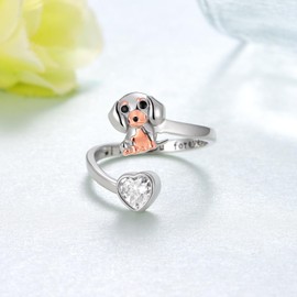 Peireara Dachshund Ring 925 Sterling Silver Dachshund Open Rings Cute Animal Dachshund Jewelry Wiener Dog Ring Dachshund Gifts for Women