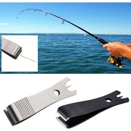 2 Pcs Black Silver Fishing Line Cutter Nipper,with Hook Eye Cleaner Pin Stainless Steel Scissors Cutting Tool Fishing Fishing Line Cutter Nipper with Hook Eye Cleaner Pin Multi Functional Accessories