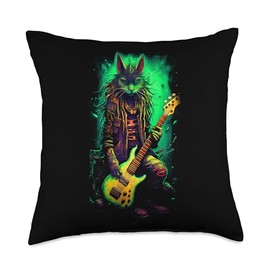 Hardcore ZOK OMO Metal Cat Hardcore Rocking Metal Cats Throw Pillow, 18x18, Multicolor