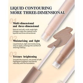 Cool Toned Liquid Contour and Highlighter Stick, Lightweight Blendable Cold Gray Face Cream Bronzer Brighten Illuminator, Long Lasting Waterproof Brightening Contouring Makeup, Gifts for Women-01+02