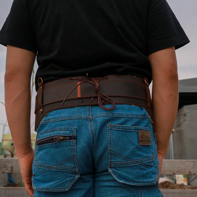 TOURBON Genuine Leather Tool Belt for Carpenters Electricians Padded Work