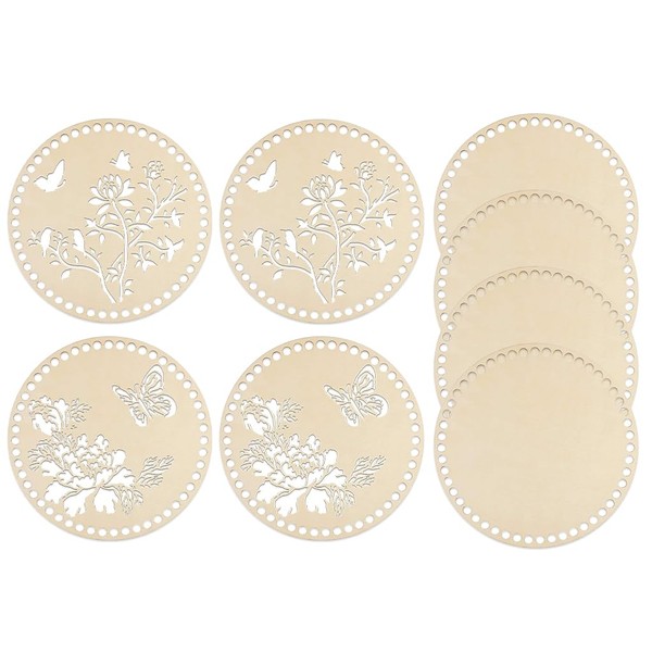 Kellegour Pack of 8 Basket Base for Crocheting Round, Wooden