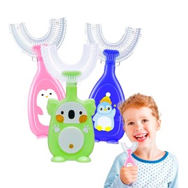 Cepillo Dental Infantil con Cerdas de Silicona Libre de BPA en forma de U para niños y niñas de 6 a 12 años, Cepillo Limpiador de dientes con dibujos animados (Koala, Verde)