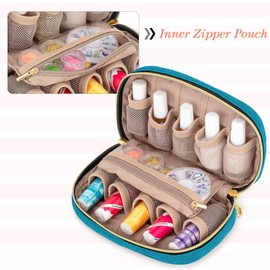 Luxja Nail Polish Case - Holds 10 Bottles (15ml - 0.5 fl.oz), Nail Polish Organizer with Zipper Pockets (Bag Only), Teal