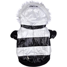 Pet Life ® Fashion Striped Ultra-Plush Pet Parka Coat