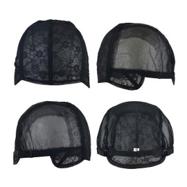 Doubel Swiss Lace Wig Cap for Making Wigs with Adjustable Straps on the Back Glueless Hairnets (Black, Small 21.5inch)