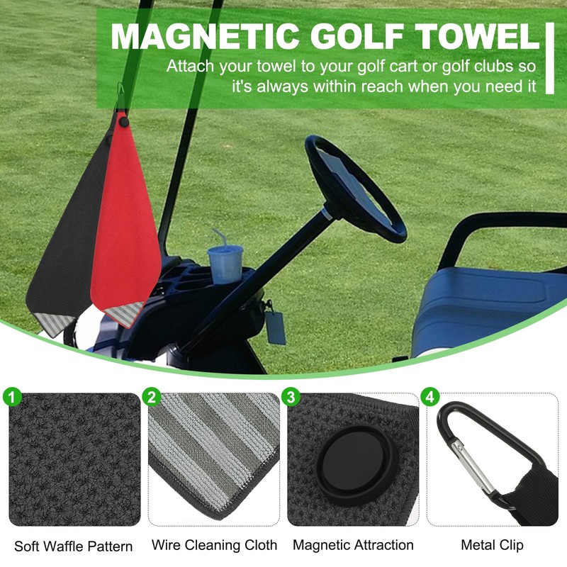 PATIKIL 12"x12" Magnetic Golf Towel with Wire Cleaning Cloth, 2
