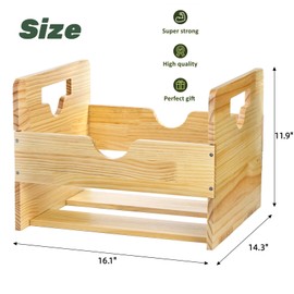 ZOOFOX Vinyl Record Storage Crate, Wood Crate Unfinished, Wooden Record Holder Stores up to 80 Albums, Large LP Album Shelf Vinyl Storage Cube Organizer Box