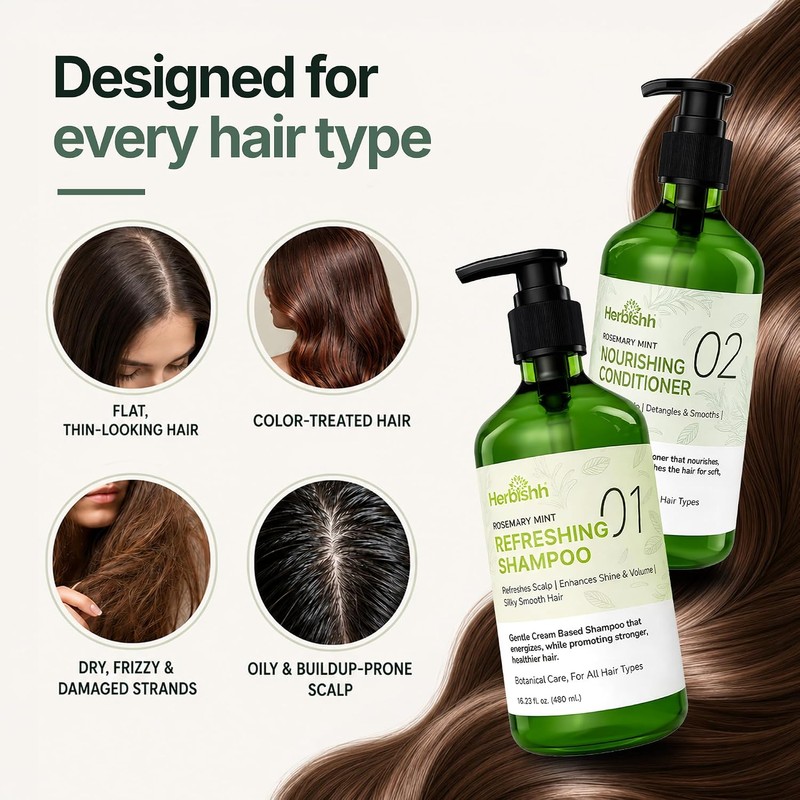 Herbishh Rosemary Mint Hair Shampoo and Conditioner 480ml each