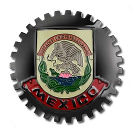 Generic Gunmetal Black Mexico Grill Badge Mexican Emblem for Trucks and Cars, Stainless Steel