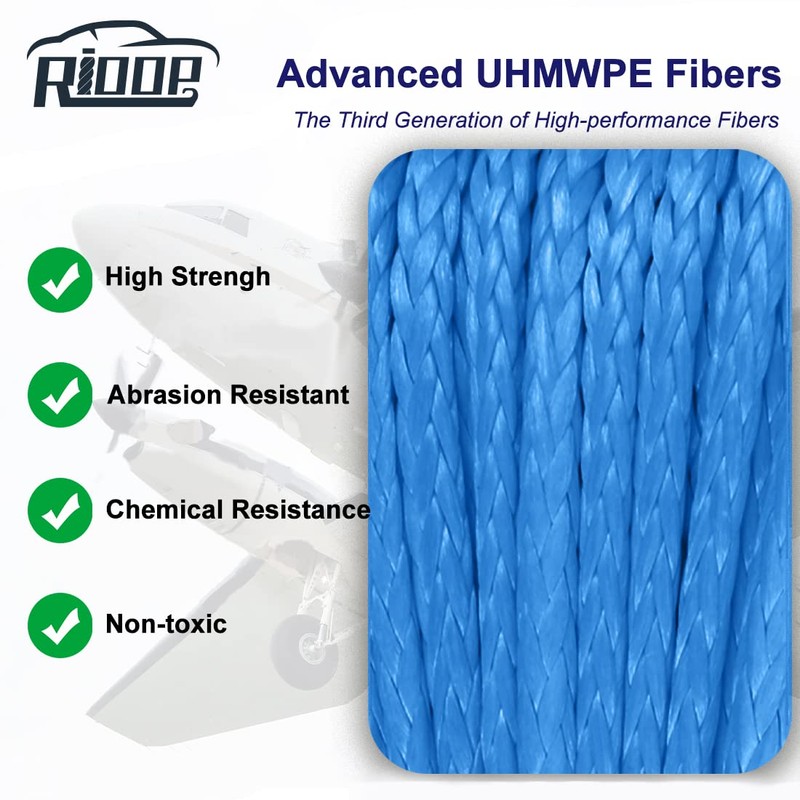 RIOOP Synthetic Winch Rope, 1/4 Inch x 50 Feet 9,500LBs