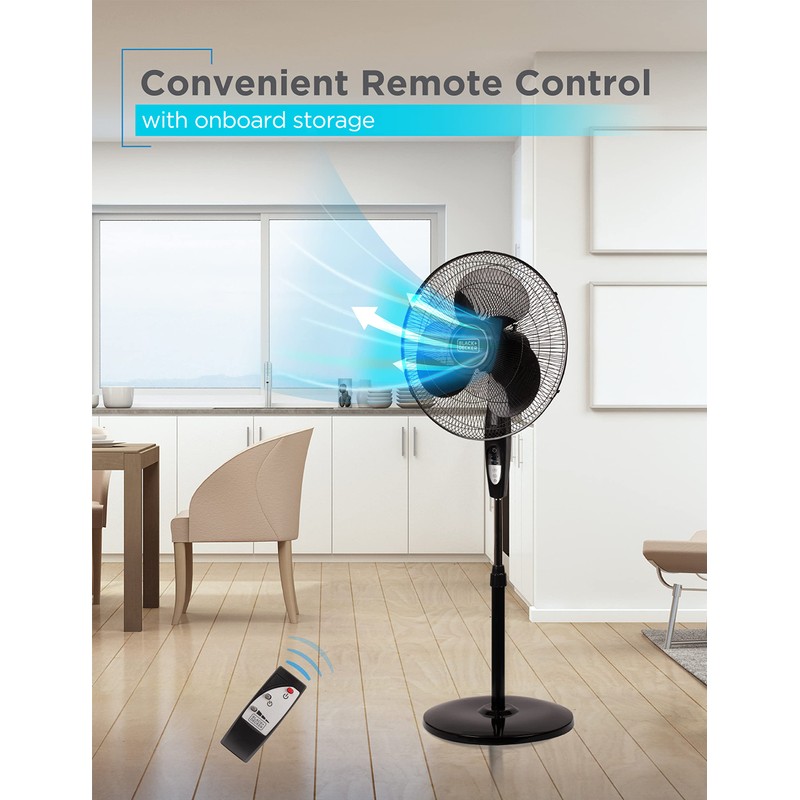 BLACK+DECKER 16 Inches Stand Fan with Pedestal Base, Height Adjustable