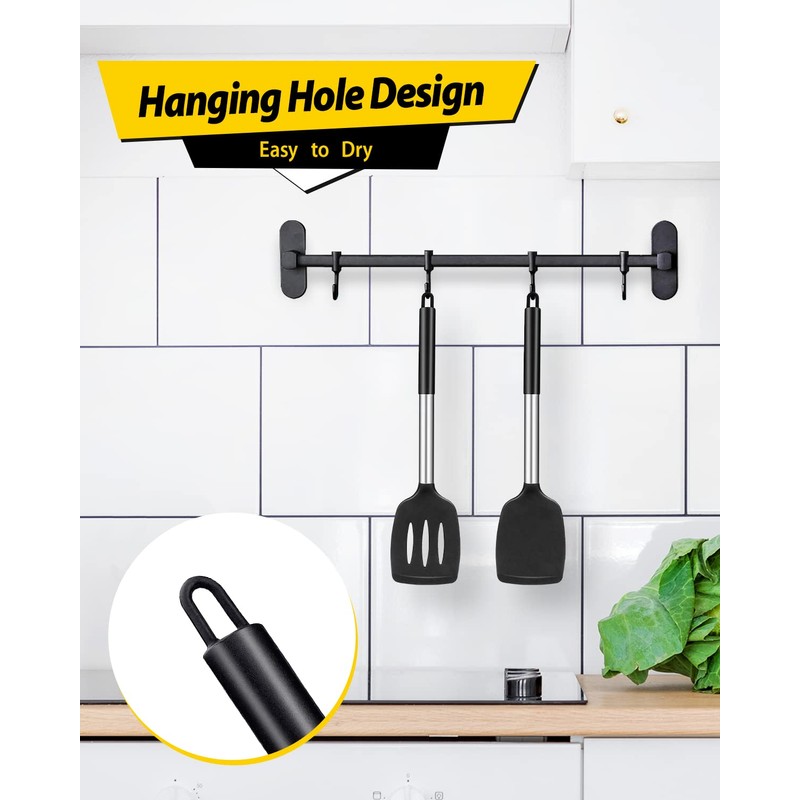 Pack of 2 Silicone Solid Turner, Non Stick Slotted Kitchen