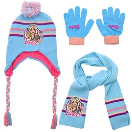 FWANGEN Mütze Schal und Handschuhe Set, Hut und Handschuhe Kinder, Kleinkind Baby Strickmütze Schal Winter Warme Beanie Cap Mütze mit Bommel Warm verdicken gefüttert
