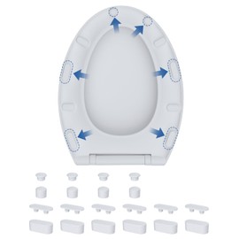 Hibbent 10 pieces Toilet Seat Bumpers for Bidet, Strong Adhesive Toilet Seat Bumpers for Use with Bidet Attachment, Universal Buffer Toilet Lid Rubber Bumpers, White