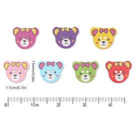 Colourful Wooden Buttons, Pack of 200 Animal Buttons, Beautiful Cartoon Animals Bear, Colour Mixing Wood, DIY Accessories for Sewing, Scrapbooking, Gift Wrapping, Crafts
