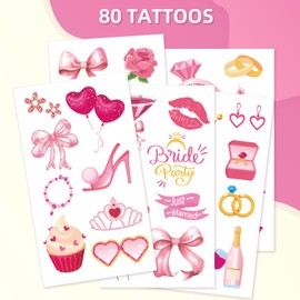 GooTPa Rose Pink Bride to Be Temporary Tattoos - 10 Sheets Hen Bachelorette Party Accessories Tattoos Stickers Bridal Photo Props Gift Bags Decors for Bridal Shower Party Events