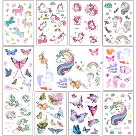 Tattoo for Children's Tattoos, 200 Pieces Unicorn Girls Perfect for Children's Birthday Party Bags, Tattoos Girls Skin-friendly Temporary Children's Tattoos