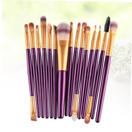 FOMIYES 2sets Makeup Brush for Women Blush Powder Brush Kit Plastic Handle Nylon Bristles for Daily Professional Use Purple Gold 15pcs*2