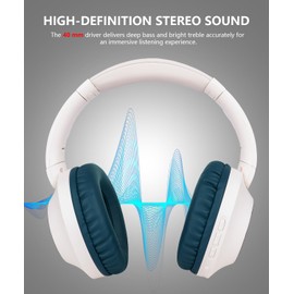 XuanGui - Auriculares Bluetooth sobre la oreja, inalámbricos con micrófono, luces LED, ranura micro SD/TF, FM, auriculares plegables ligeros para viajes a casa, verde NX500M